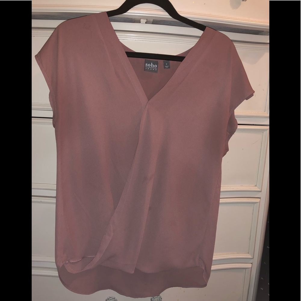 Shirt sleeve blush blouse!